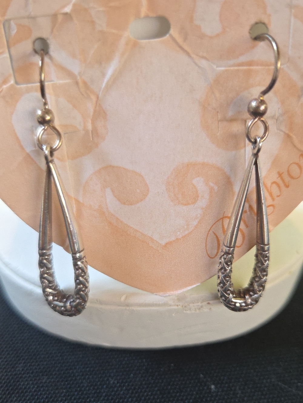 Silver-Tone Textured Teardrop Dangle Earrings